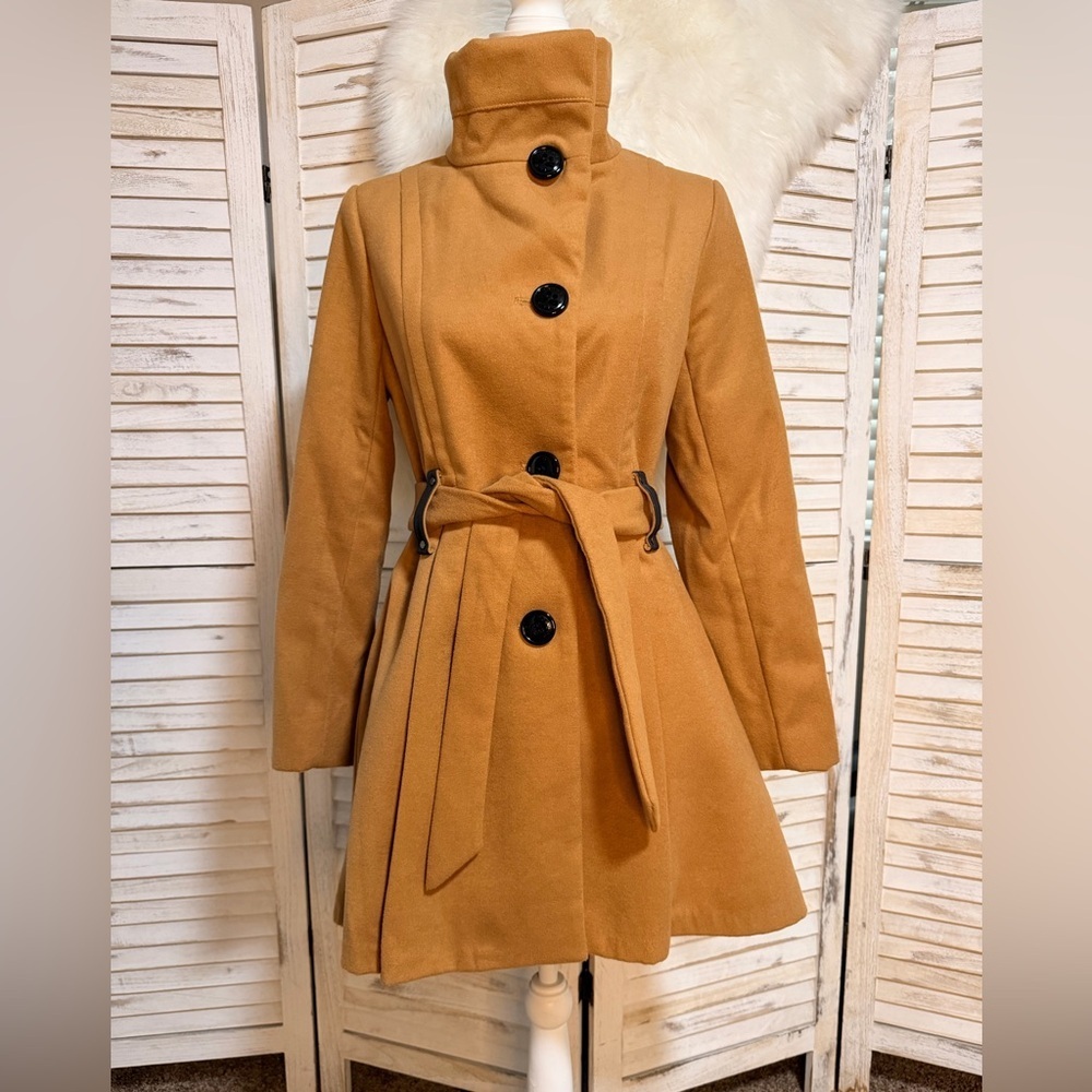 Madden Girl Camel Trench Coat - Picture 5 of 10
